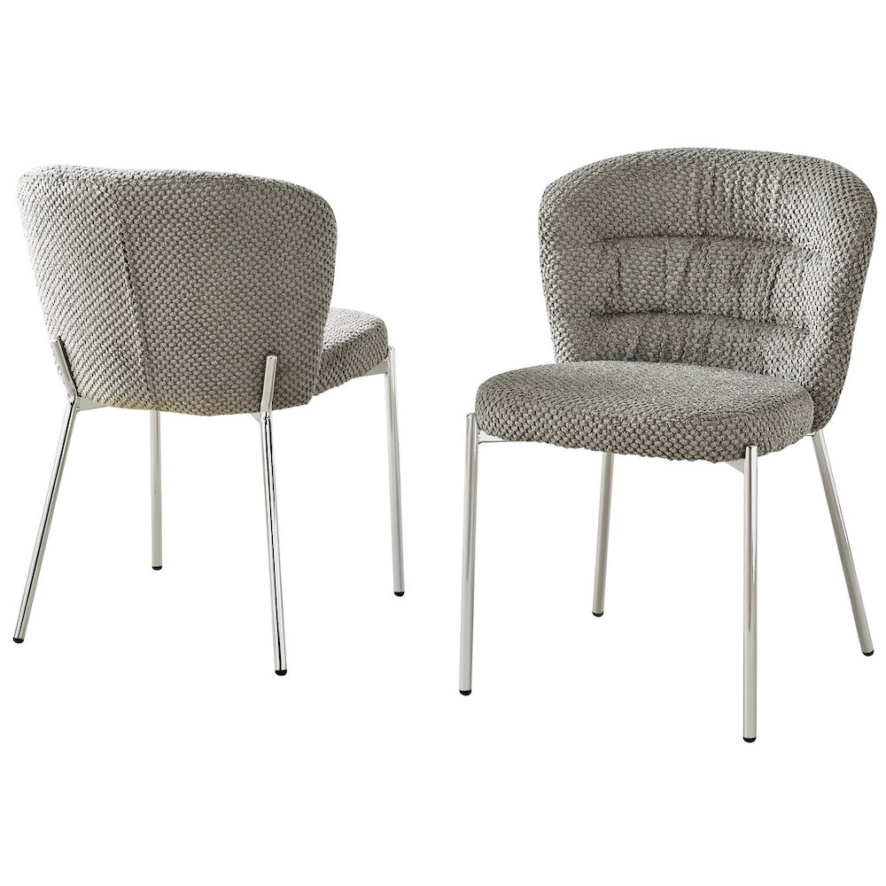 Gray Fluffy Fabric With Silver Base, Set Of 2. Picture 1