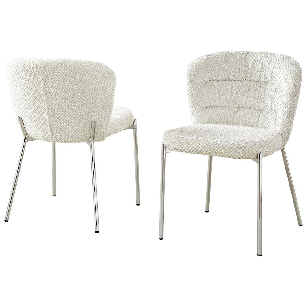 Cream Fluffy Fabric With Silver Base, Set Of 2. Picture 1