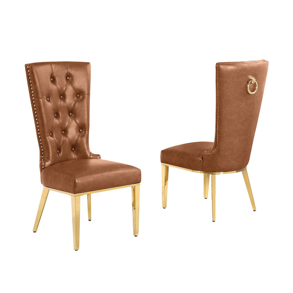 2pc Leather Air Toffee with Gold Chrome Base. Picture 1