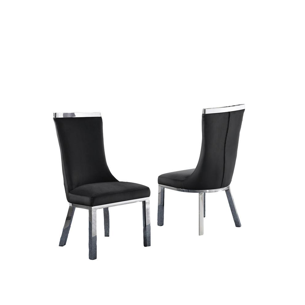 9pc dining set- Recatngle Glass table with silver color base and Black velvet chairs. Picture 2