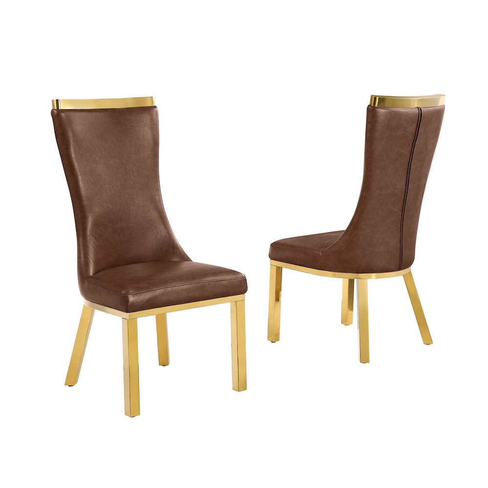 2pc Mocha Leathaire Gold Stainless Steel Base. Picture 1