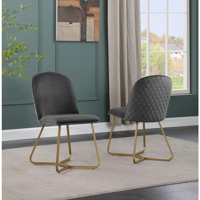 Dark Grey velvet side chairs (SET OF 2). Picture 3