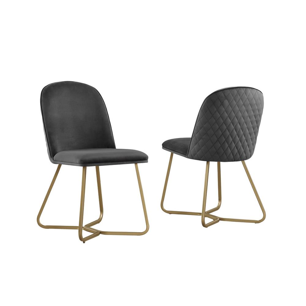 Dark Grey velvet side chairs (SET OF 2). Picture 1