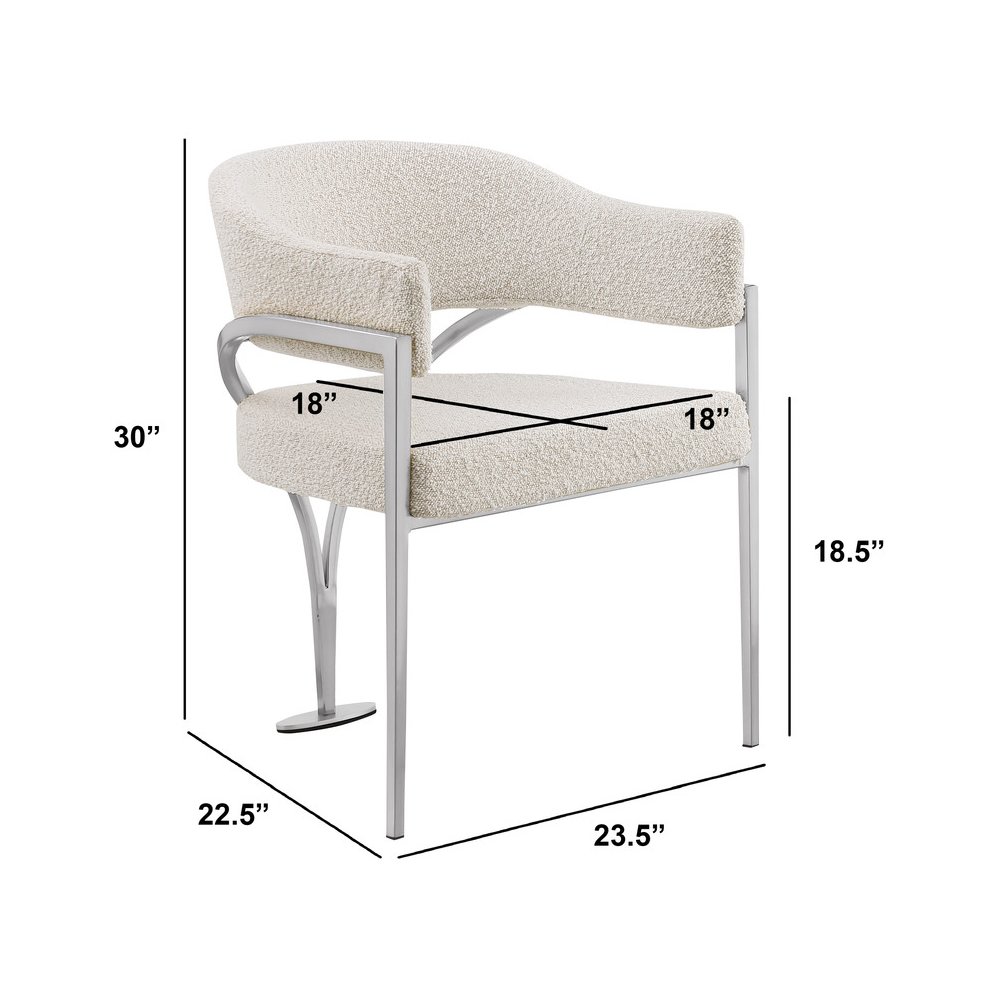 Modern Upholstered Chair with Cream Boucle Fabric Set of 2. Picture 2