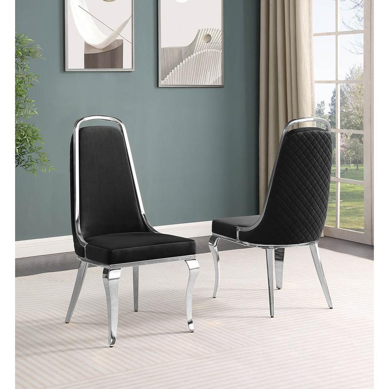 7pc Small(78") white wood top dining set with silver base and 6 chairs. Picture 3