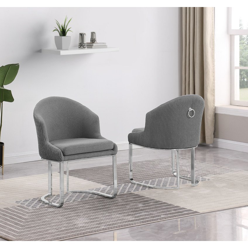 Best Quality Furniture Gray With Silver Side Chairs. Set Of Two. Picture 4