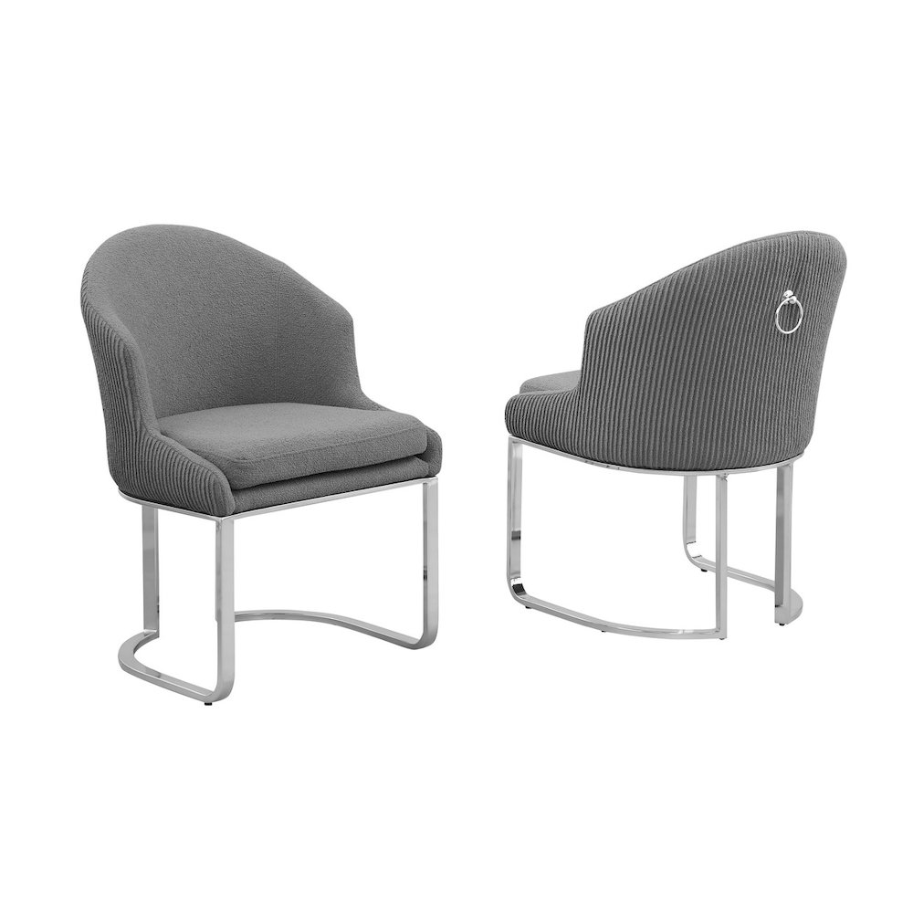 Best Quality Furniture Gray With Silver Side Chairs. Set Of Two. Picture 1