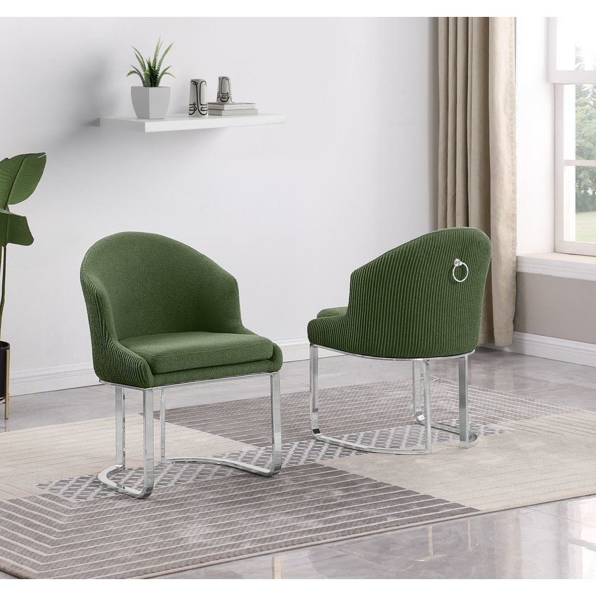 Best Quality Furniture Green With Silver Side Chairs. Set Of Two. Picture 4