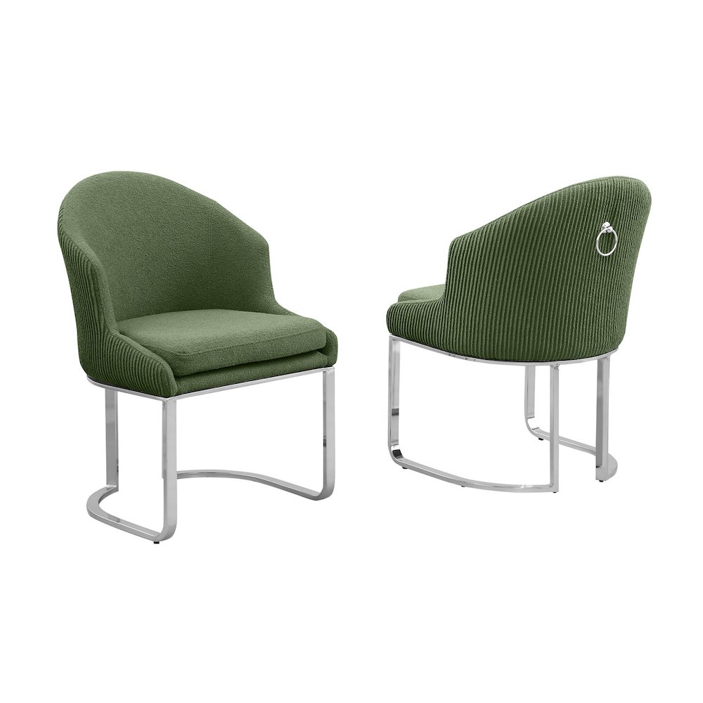 Best Quality Furniture Green With Silver Side Chairs. Set Of Two. Picture 1