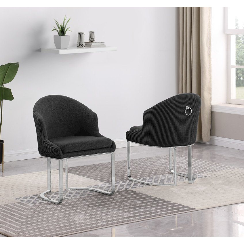 Best Quality Furniture Black With Silver Side Chairs, Set Of Two. Picture 4