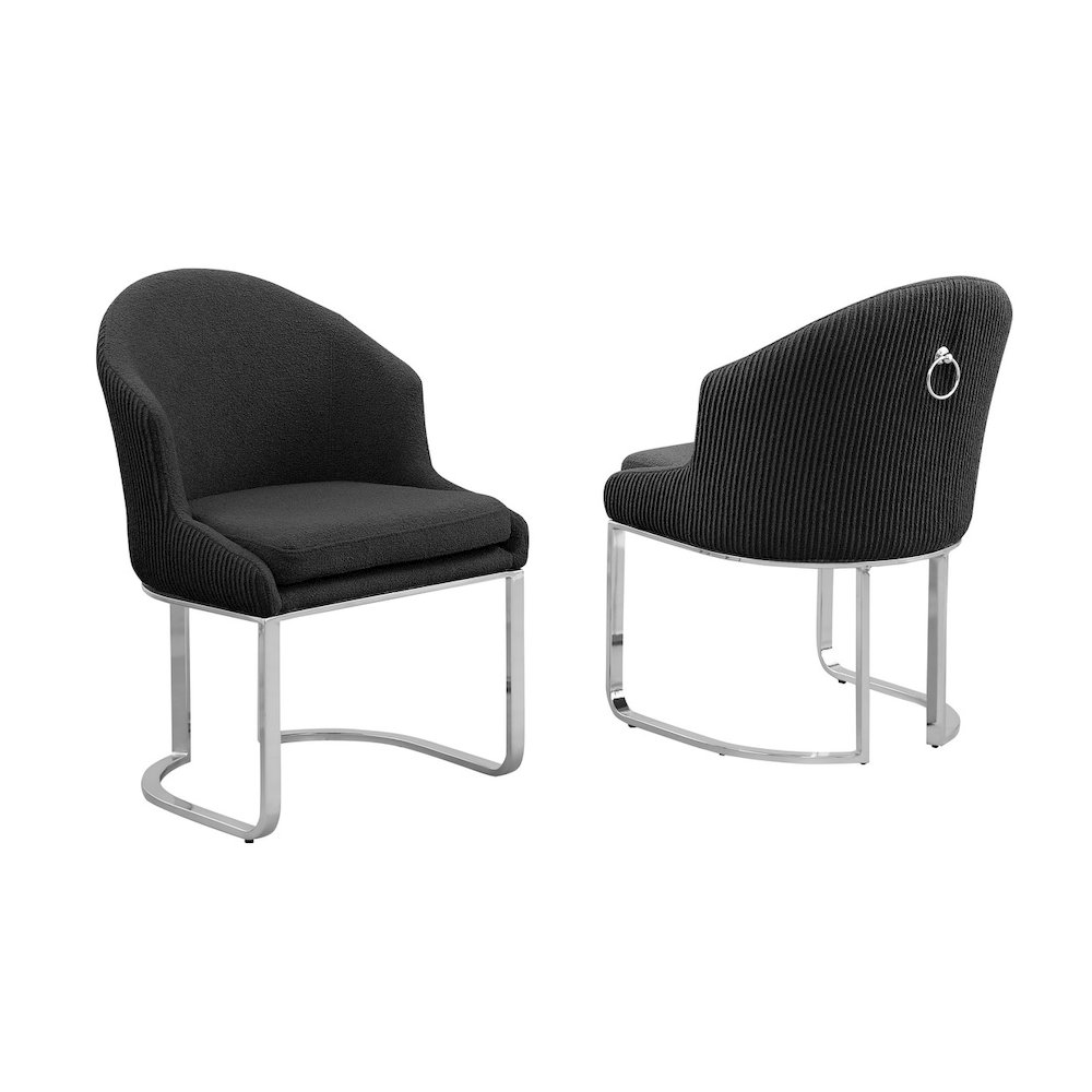 Best Quality Furniture Black With Silver Side Chairs, Set Of Two. Picture 1