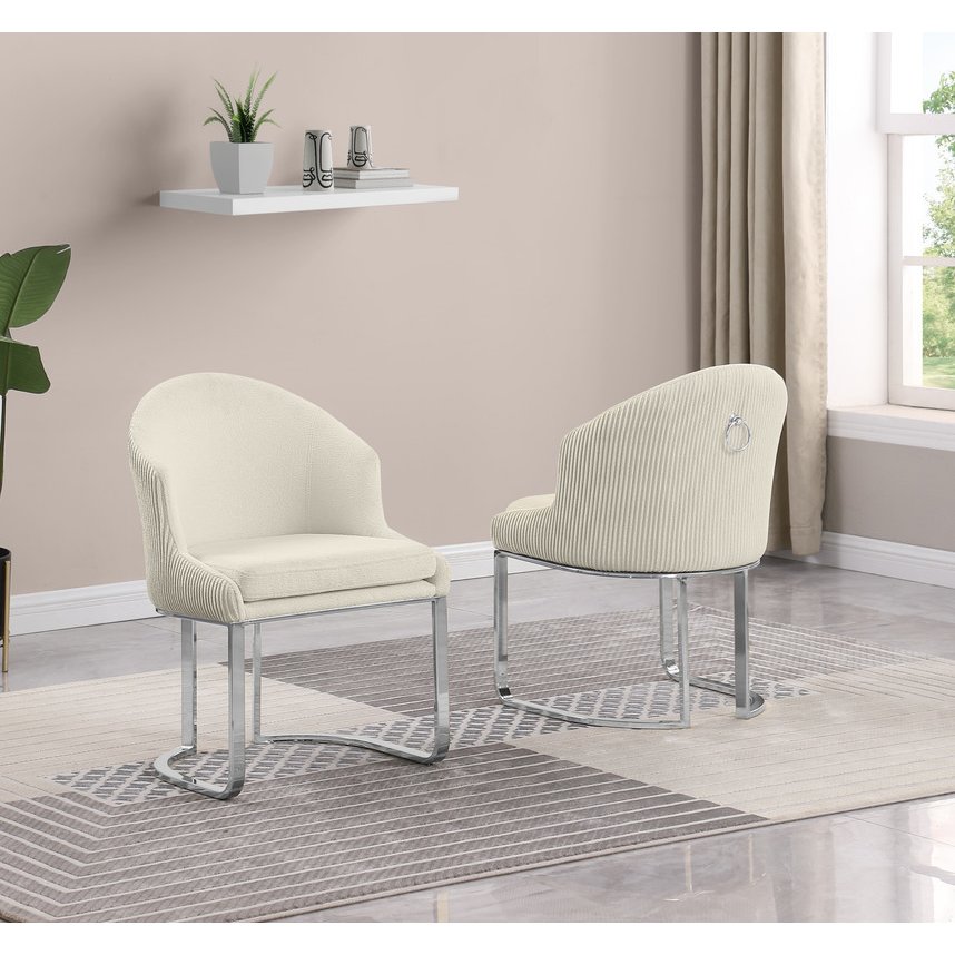 Best Quality Furniture Cream With Silver Side Chairs, Set Of Two. Picture 4