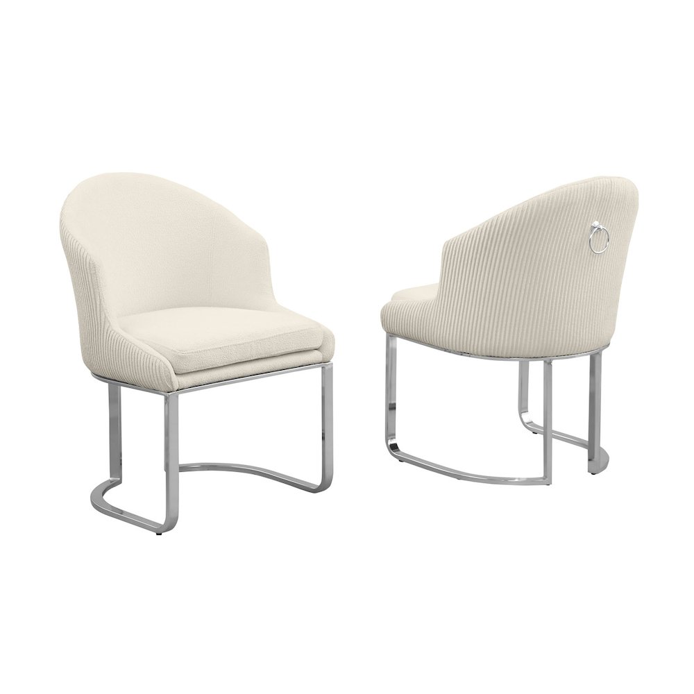 Best Quality Furniture Cream With Silver Side Chairs, Set Of Two. Picture 1