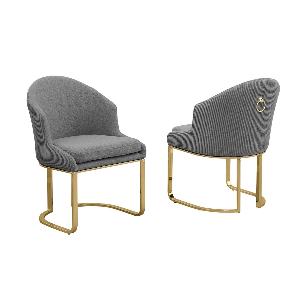 Best Quality Furniture Gray With Gold Side Chairs, Set Of Two. Picture 1