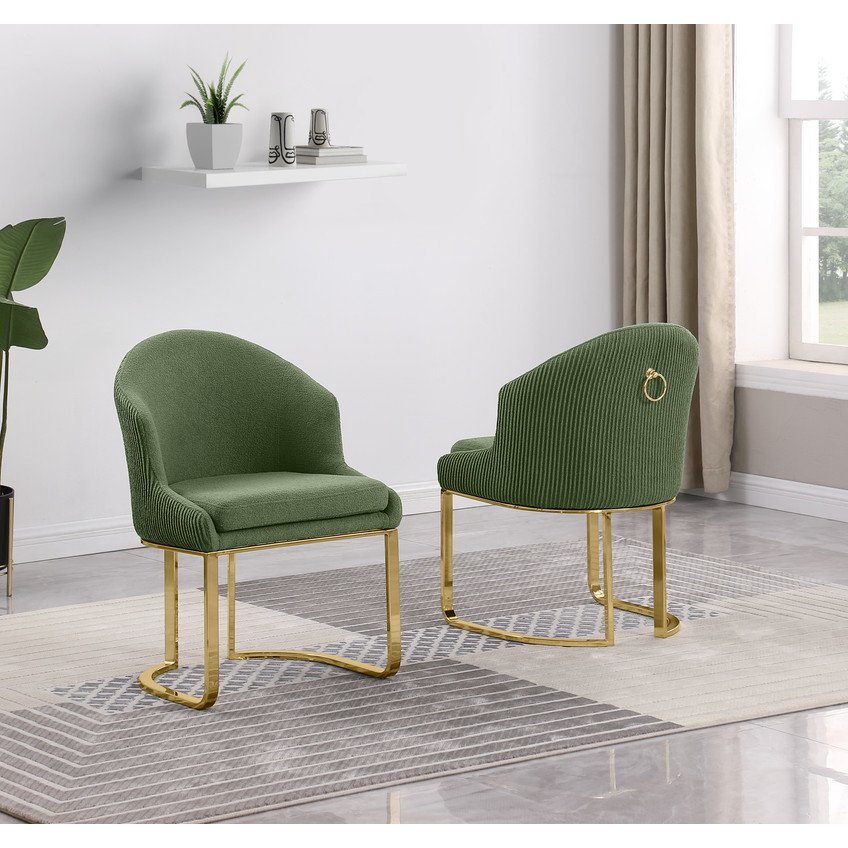 Best Quality Furniture Green With Gold Side Chairs, Set Of Two. Picture 4