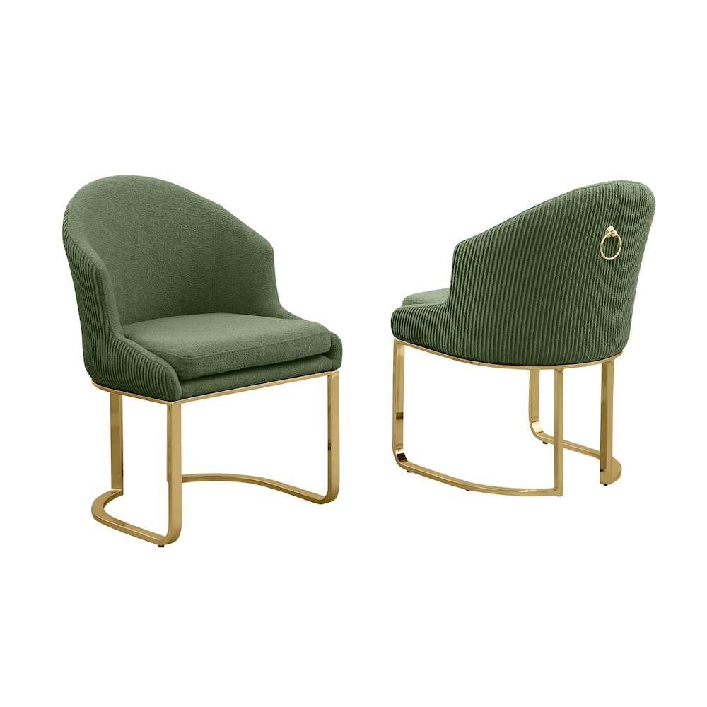 Best Quality Furniture Green With Gold Side Chairs, Set Of Two. Picture 1