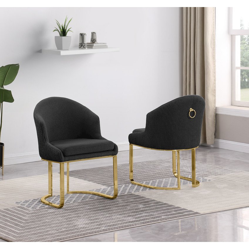 Best Quality Furniture Black With Gold Side Chairs, Set Of Two. Picture 4
