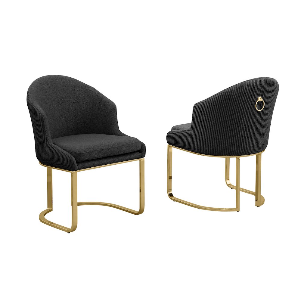 Best Quality Furniture Black With Gold Side Chairs, Set Of Two. Picture 1