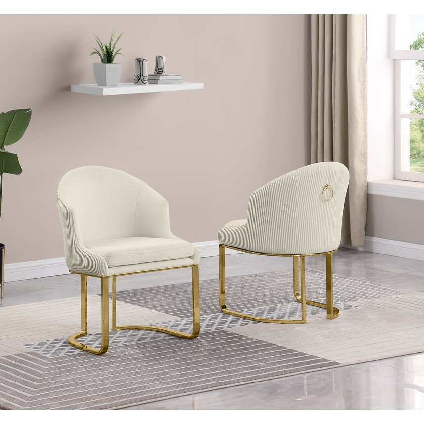 Best Quality Furniture Cream With Gold Side Chairs, Set Of Two. Picture 4
