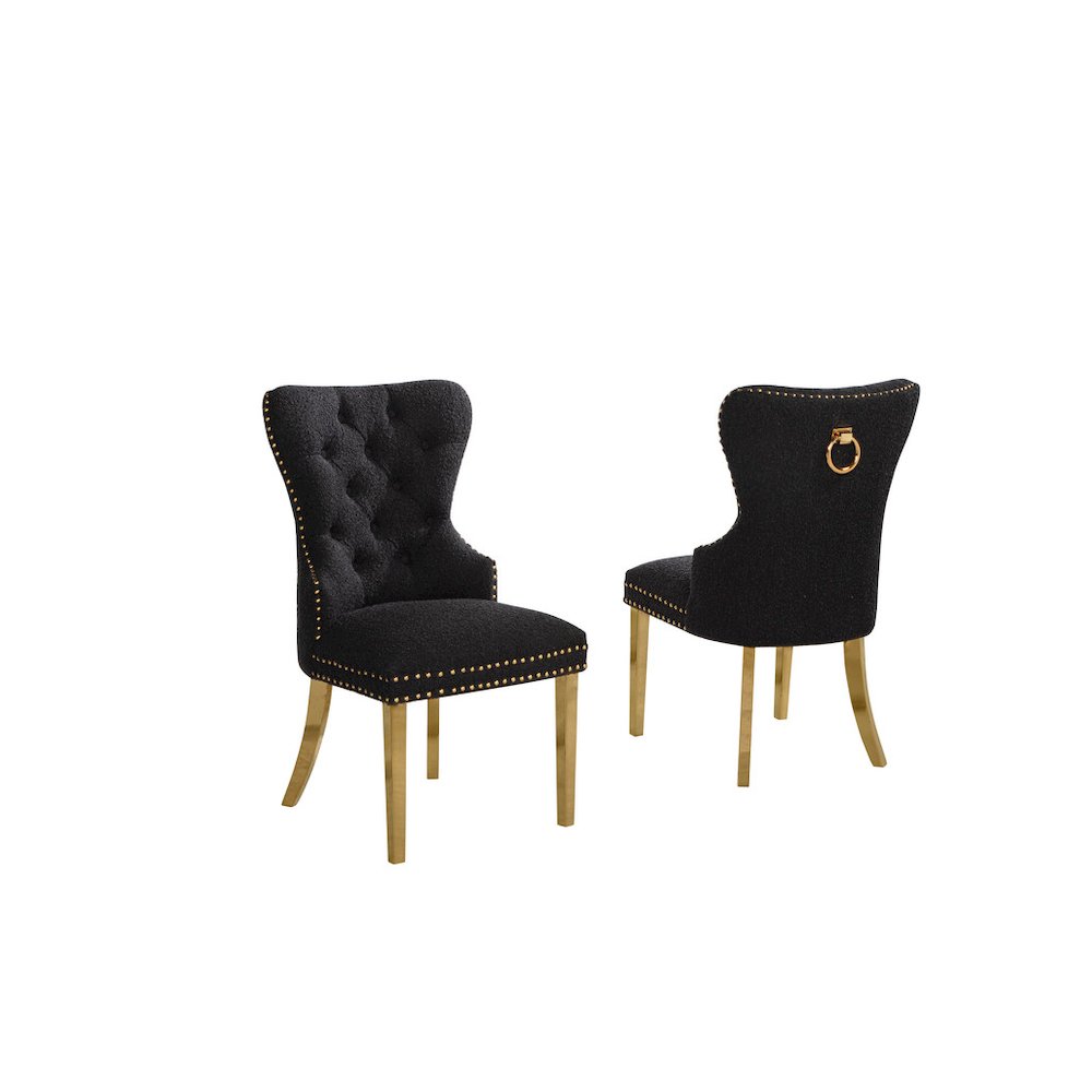 Black Boucle Fabric And Silver Base Side Chairs (Set Of 2). Picture 1