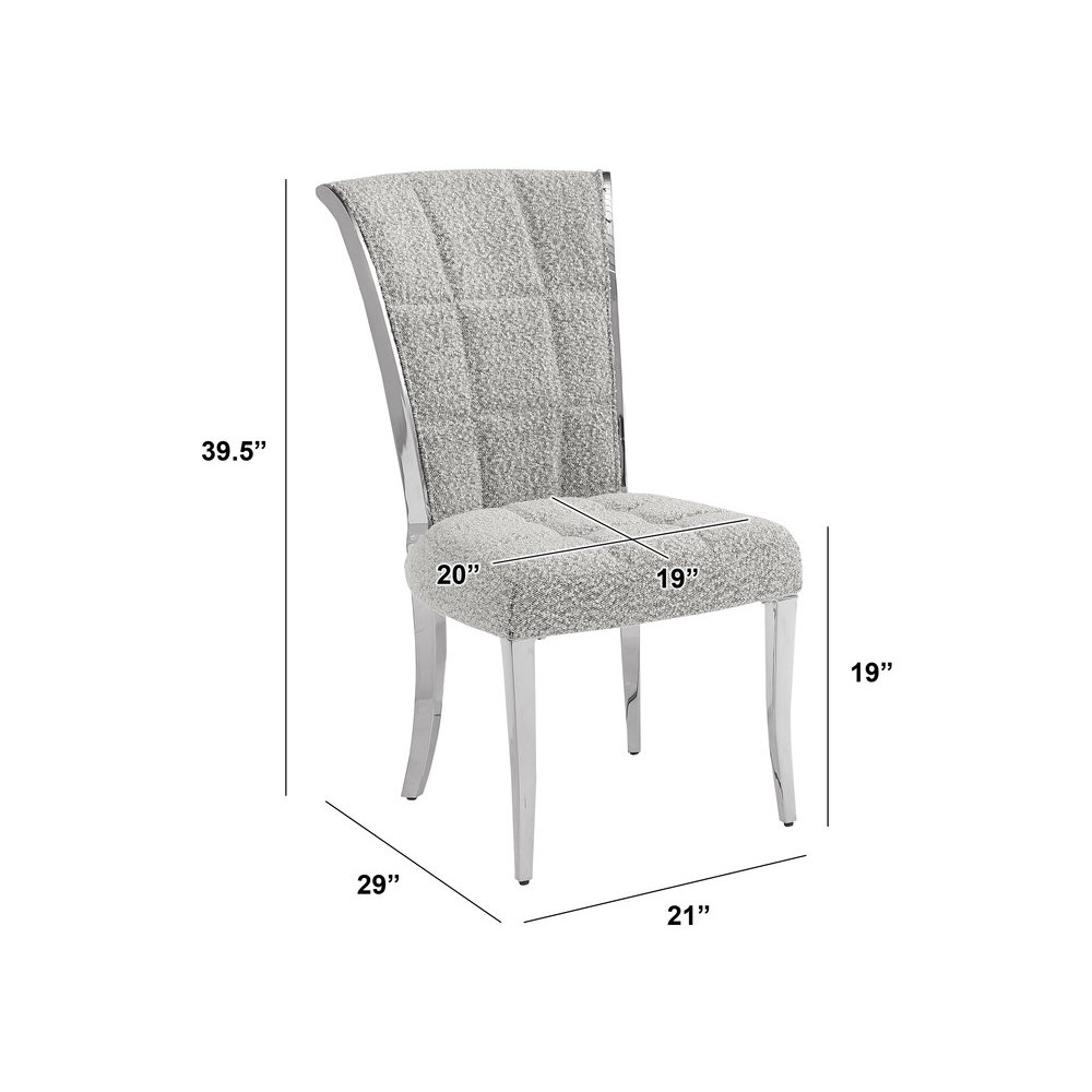 Rich Gray Boucle Side Chairs With Silver Base (Set Of 2). Picture 3
