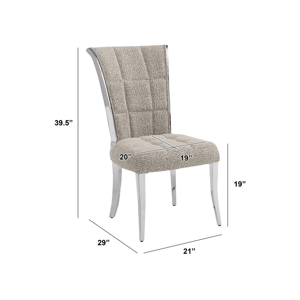Gray Boucle Side Chairs With Silver Base (Set Of 2). Picture 3
