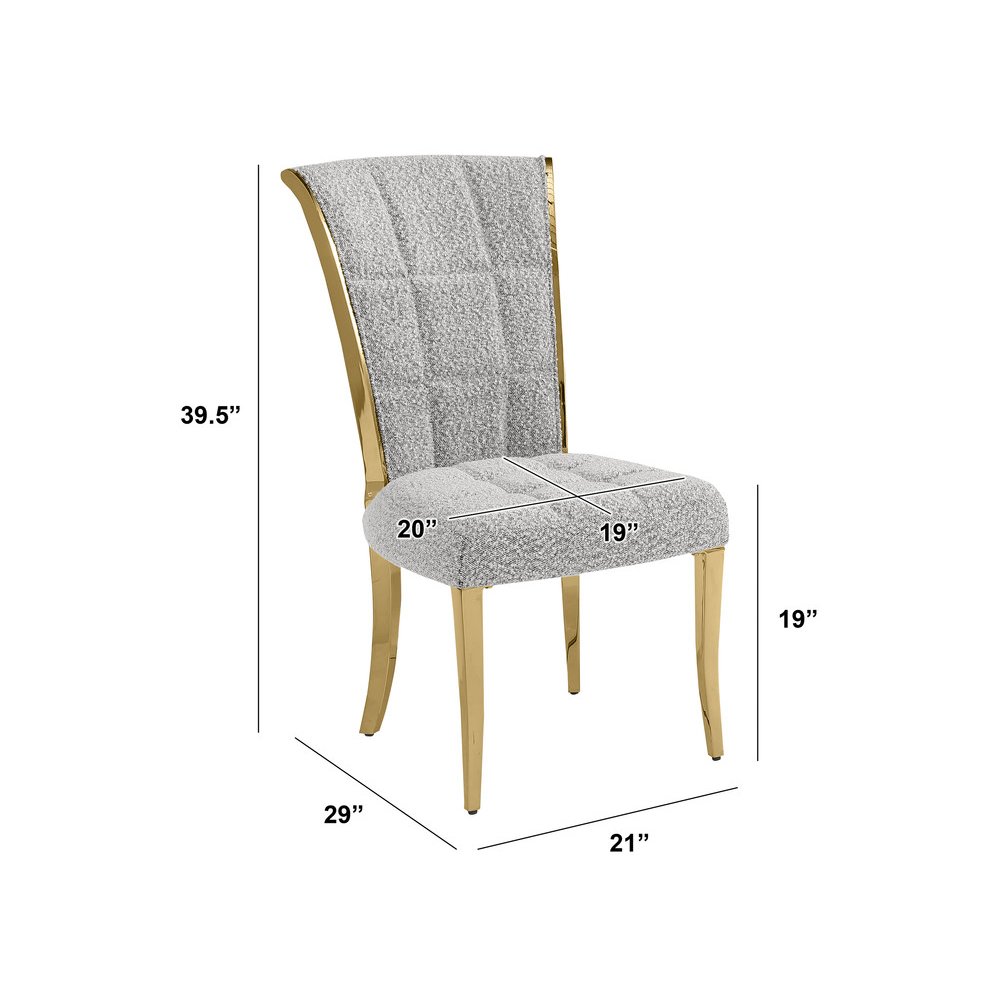 Rich Gray Boucle Side Chairs With Gold Base (Set Of 2). Picture 3