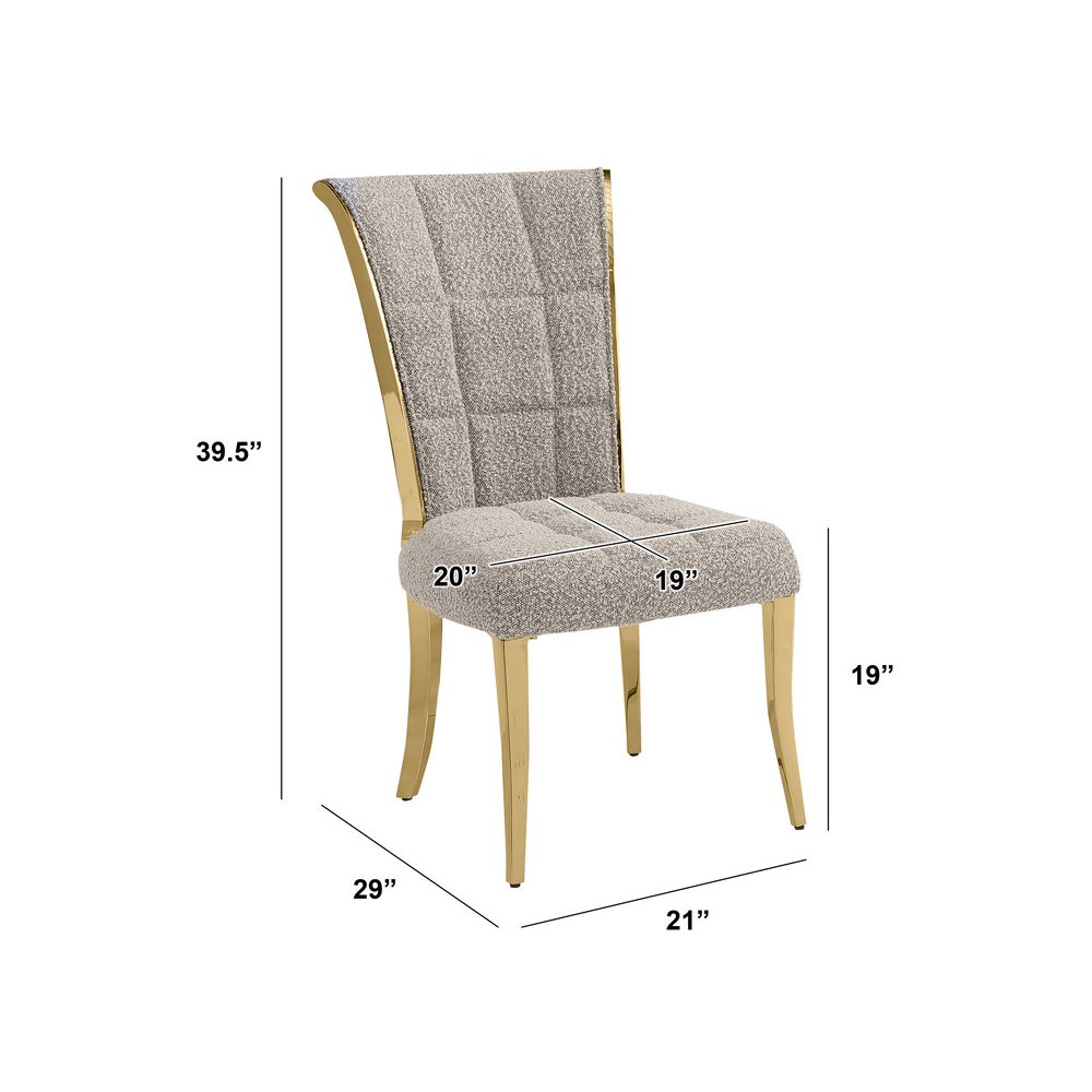 Gray Boucle Side Chairs With Gold Base (Set Of 2). Picture 3