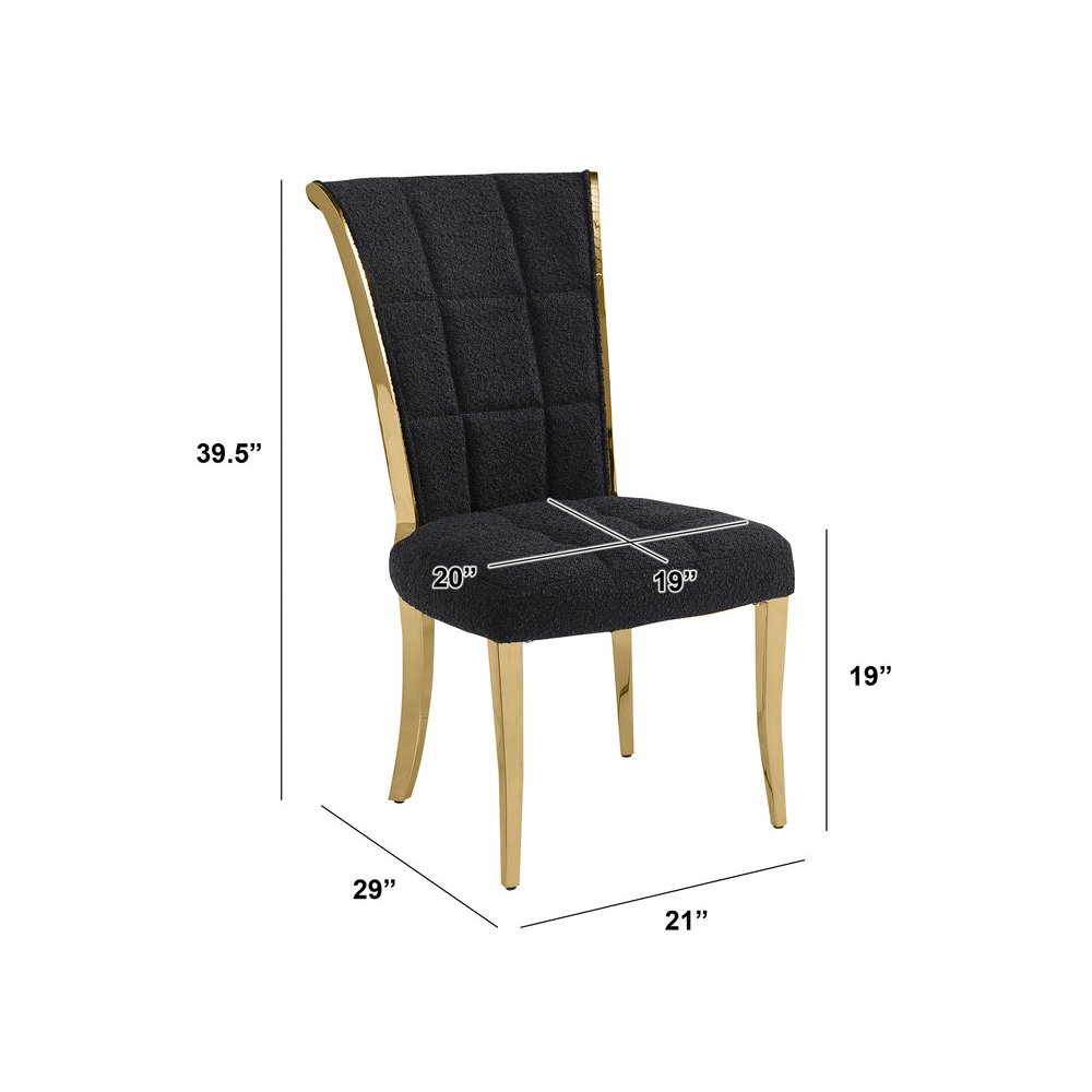 Black Boucle Side Chairs With Gold Base (Set Of 2). Picture 3