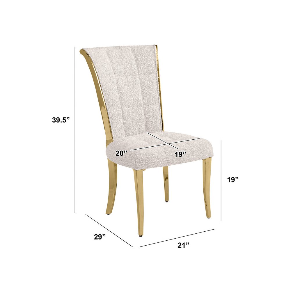 Cream Boucle Side Chairs With Gold Base (Set Of 2). Picture 3