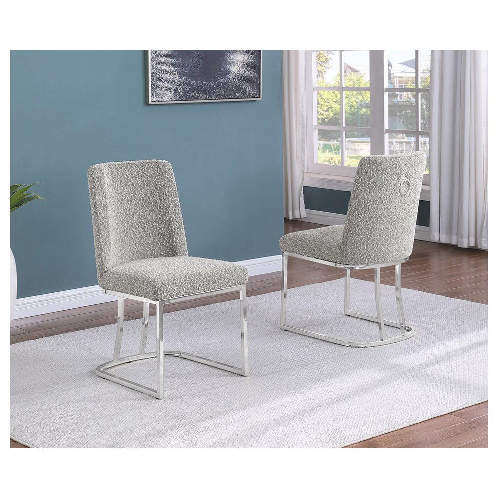 Rich Gray With Silver Chrome Base Side Chairs, Set Of 2. Picture 2