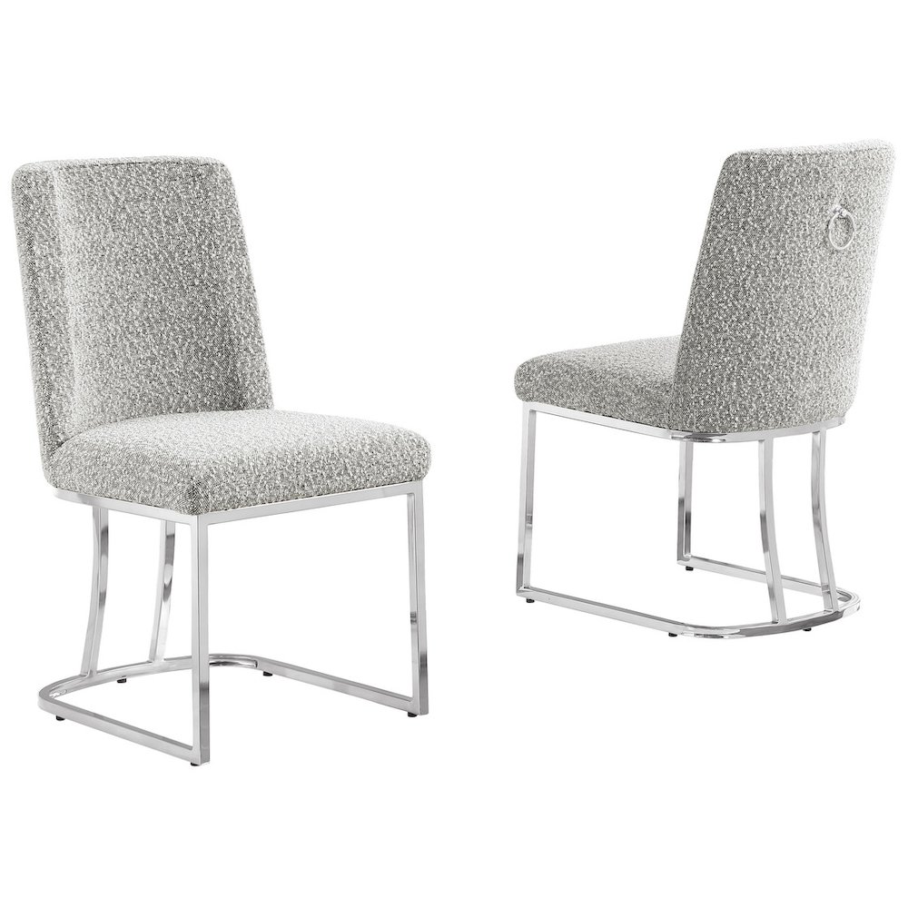 Rich Gray With Silver Chrome Base Side Chairs, Set Of 2. Picture 1