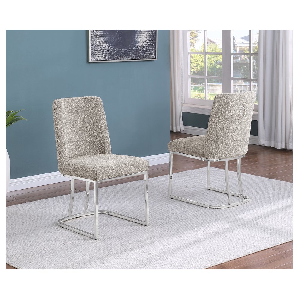 Gray With Silver Chrome Base Side Chairs, Set Of 2. Picture 2
