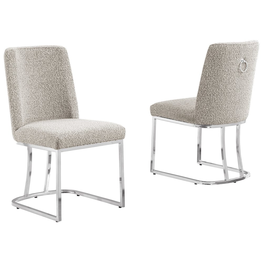 Gray With Silver Chrome Base Side Chairs, Set Of 2. Picture 1