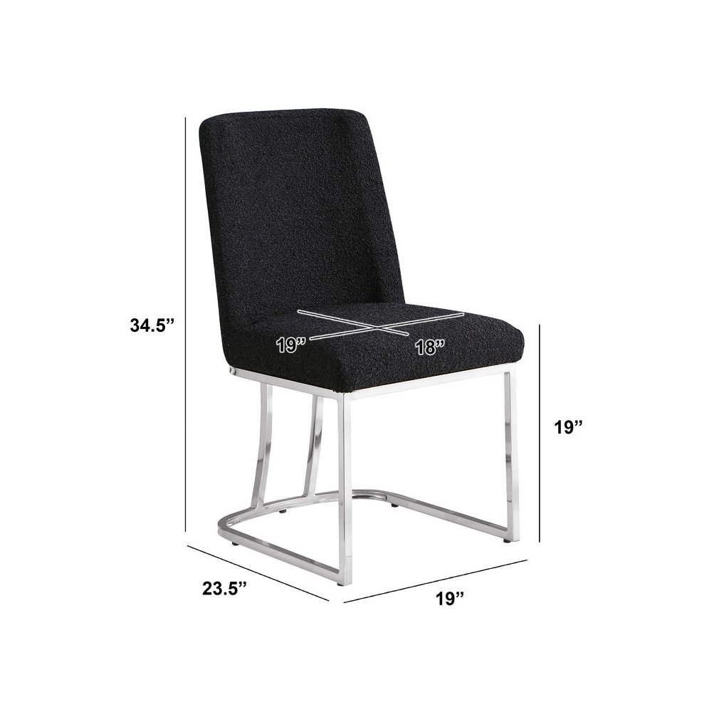 Black With Silver Chrome Base Side Chairs, Set Of 2. Picture 3