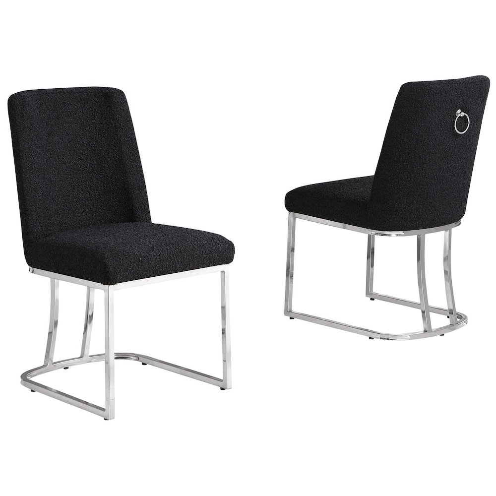 Black With Silver Chrome Base Side Chairs, Set Of 2. Picture 1