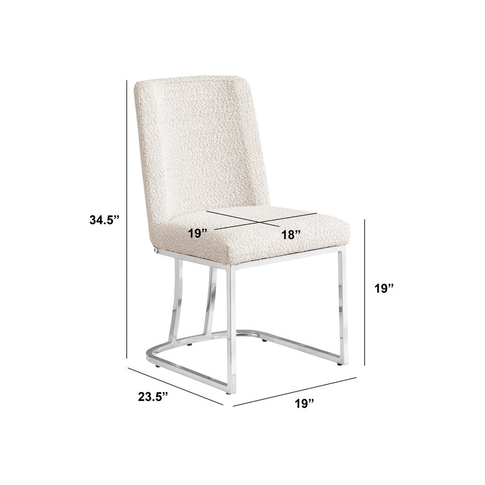Cream With Silver Chrome Base Side Chairs, Set Of 2. Picture 3