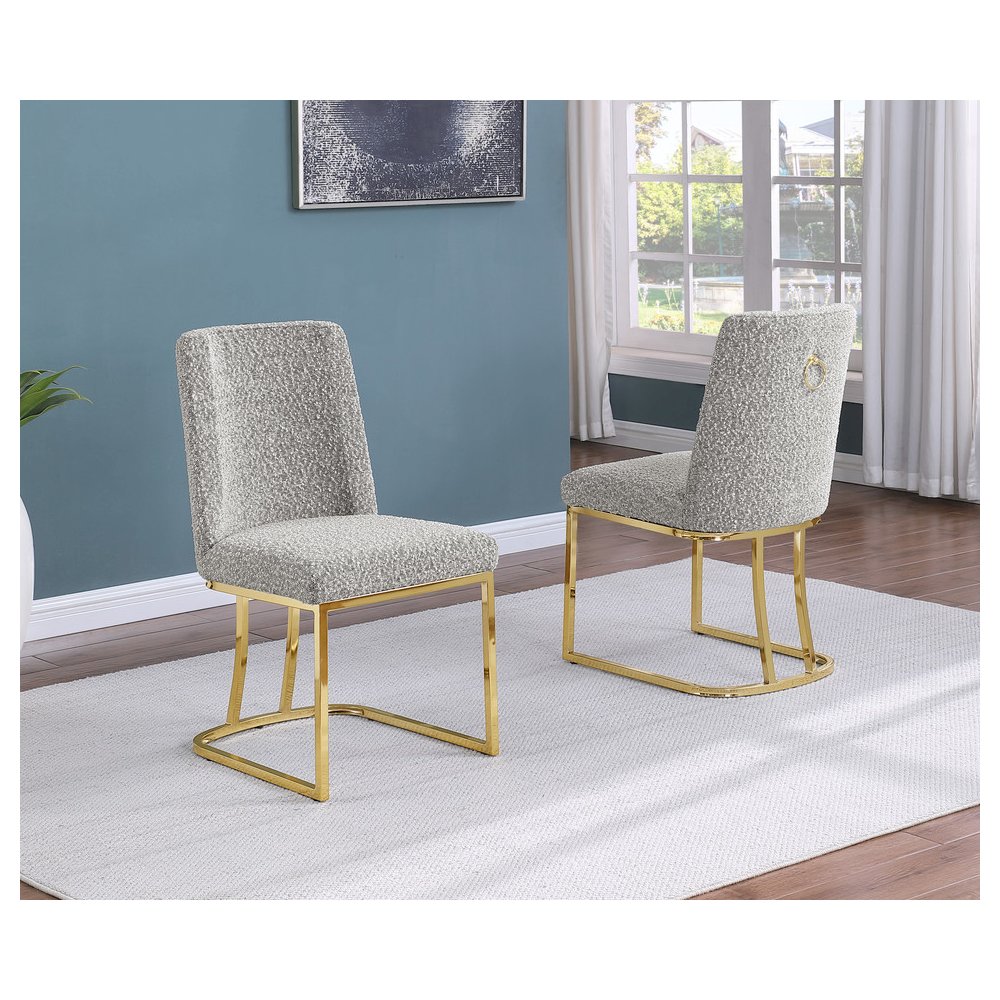 Rich Gray With Gold Chrome Base Side Chairs, Set Of 2. Picture 2