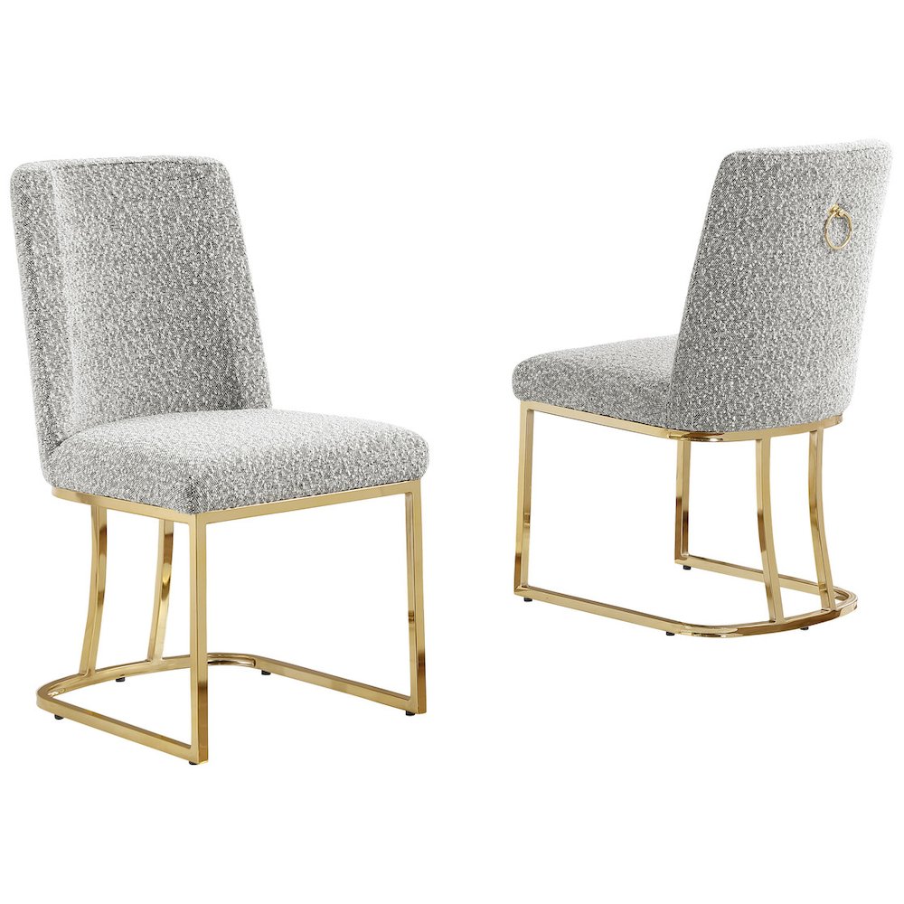 Rich Gray With Gold Chrome Base Side Chairs, Set Of 2. Picture 1