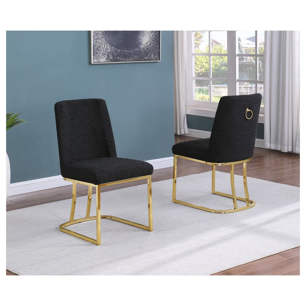 Black With Gold Chrome Base Side Chairs, Set Of 2. Picture 2