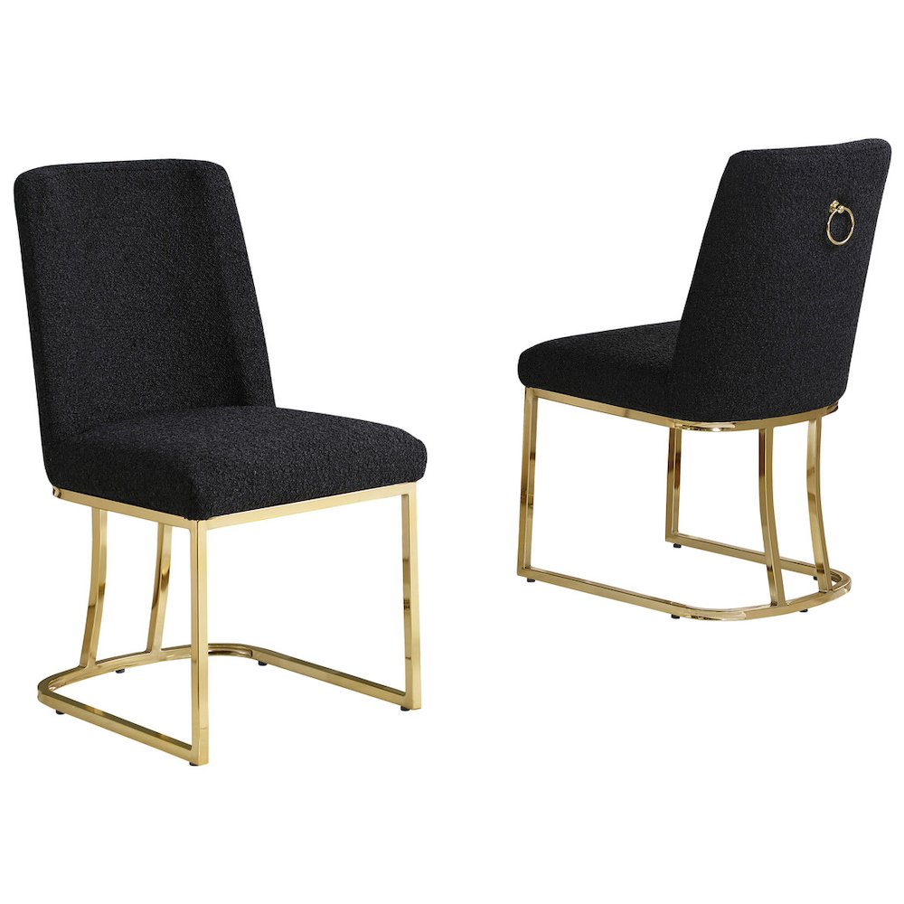 Black With Gold Chrome Base Side Chairs, Set Of 2. Picture 1