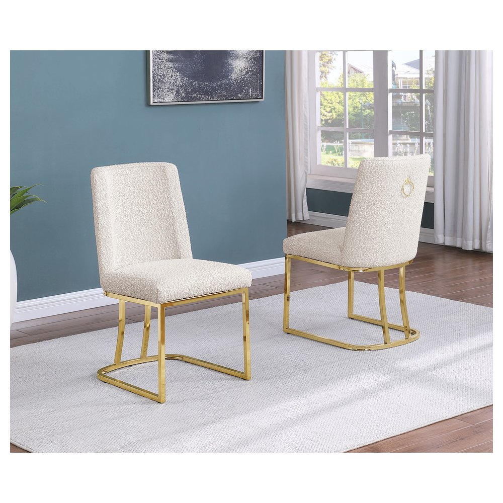 Cream With Gold Chrome Base Side Chairs, Set Of 2. Picture 2