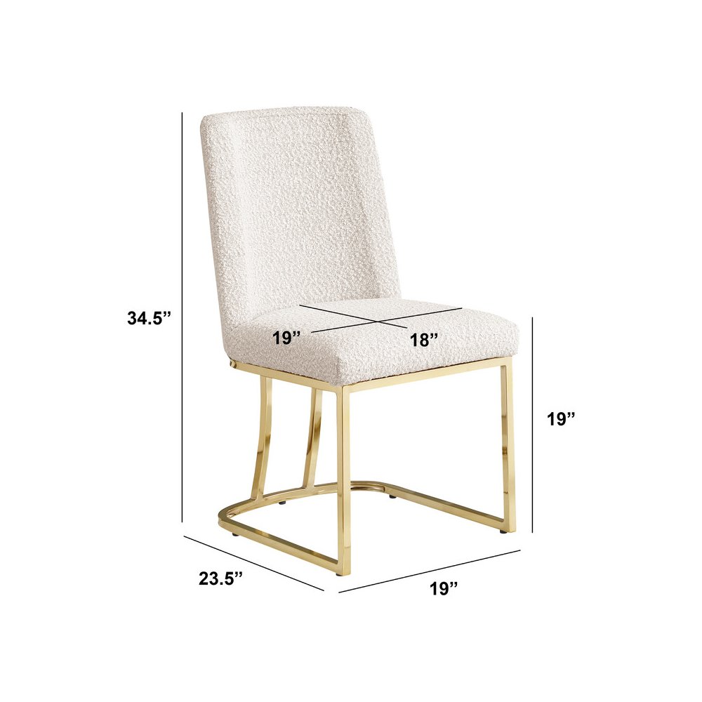 Cream With Gold Chrome Base Side Chairs, Set Of 2. Picture 3