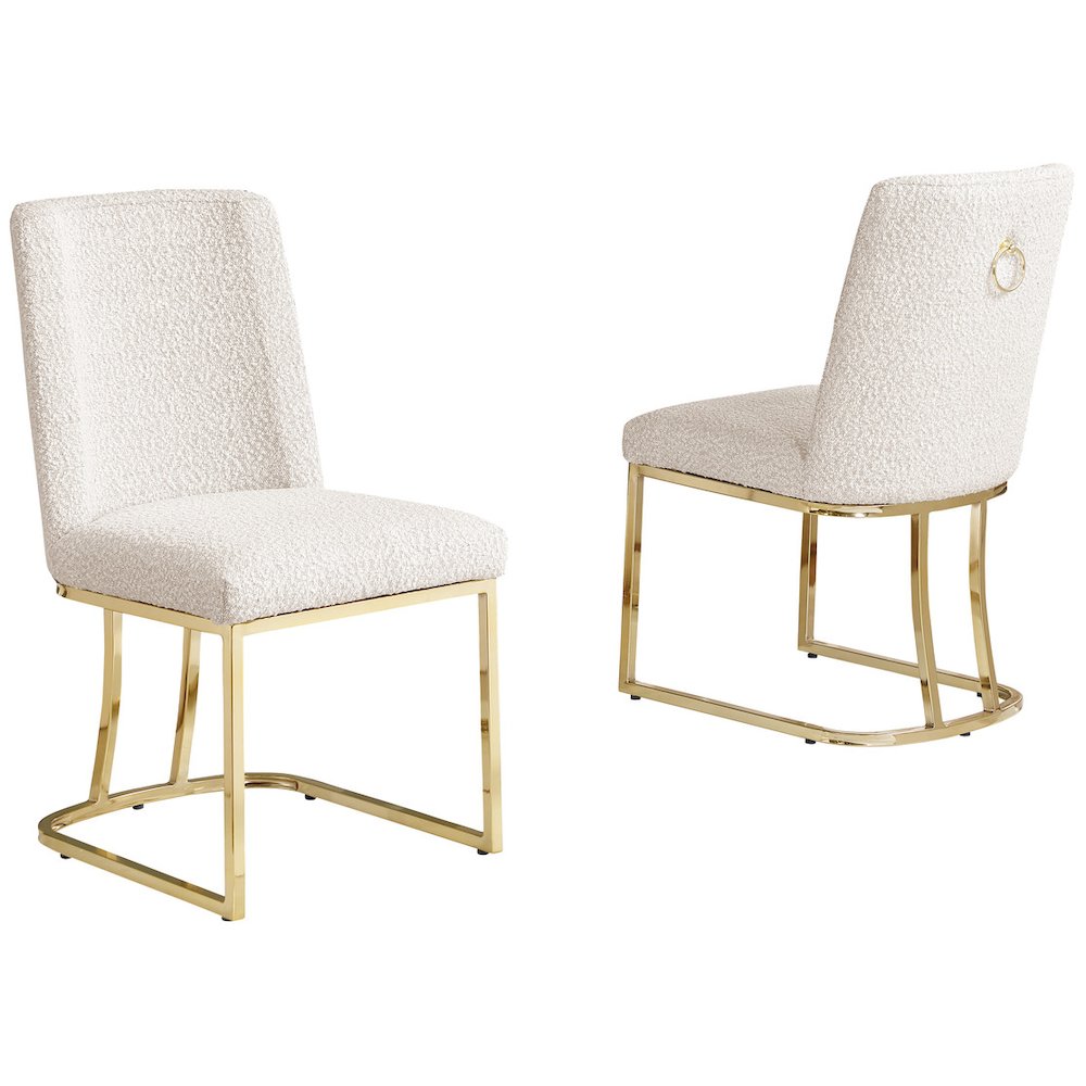 Cream With Gold Chrome Base Side Chairs, Set Of 2. Picture 1