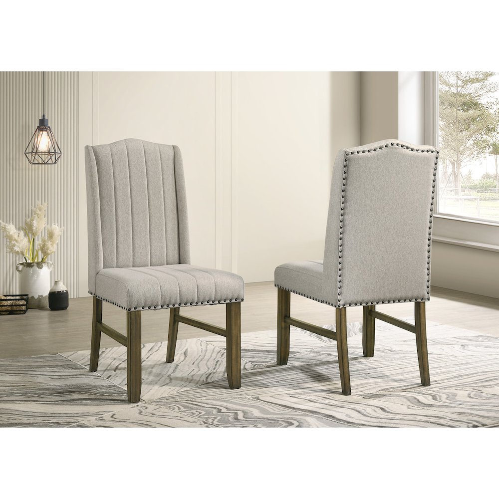 Wood fabric back dining chairs (Set of 2). Picture 3