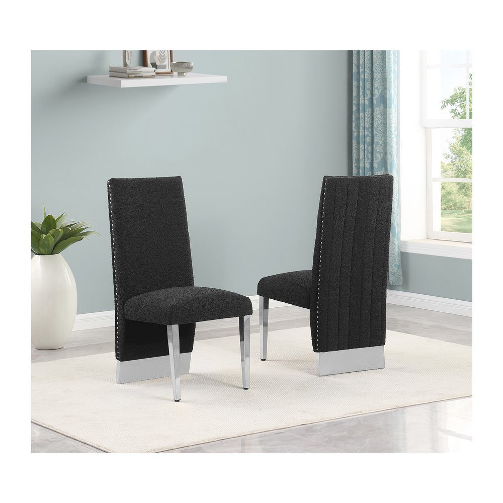 Luxe Black boucle side chairs - Set of 2. Picture 4
