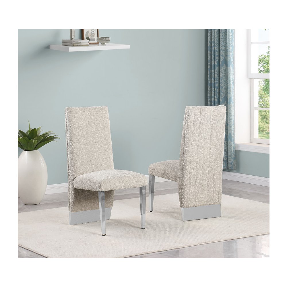 Luxe Cream boucle side chairs - Set of 2. Picture 4