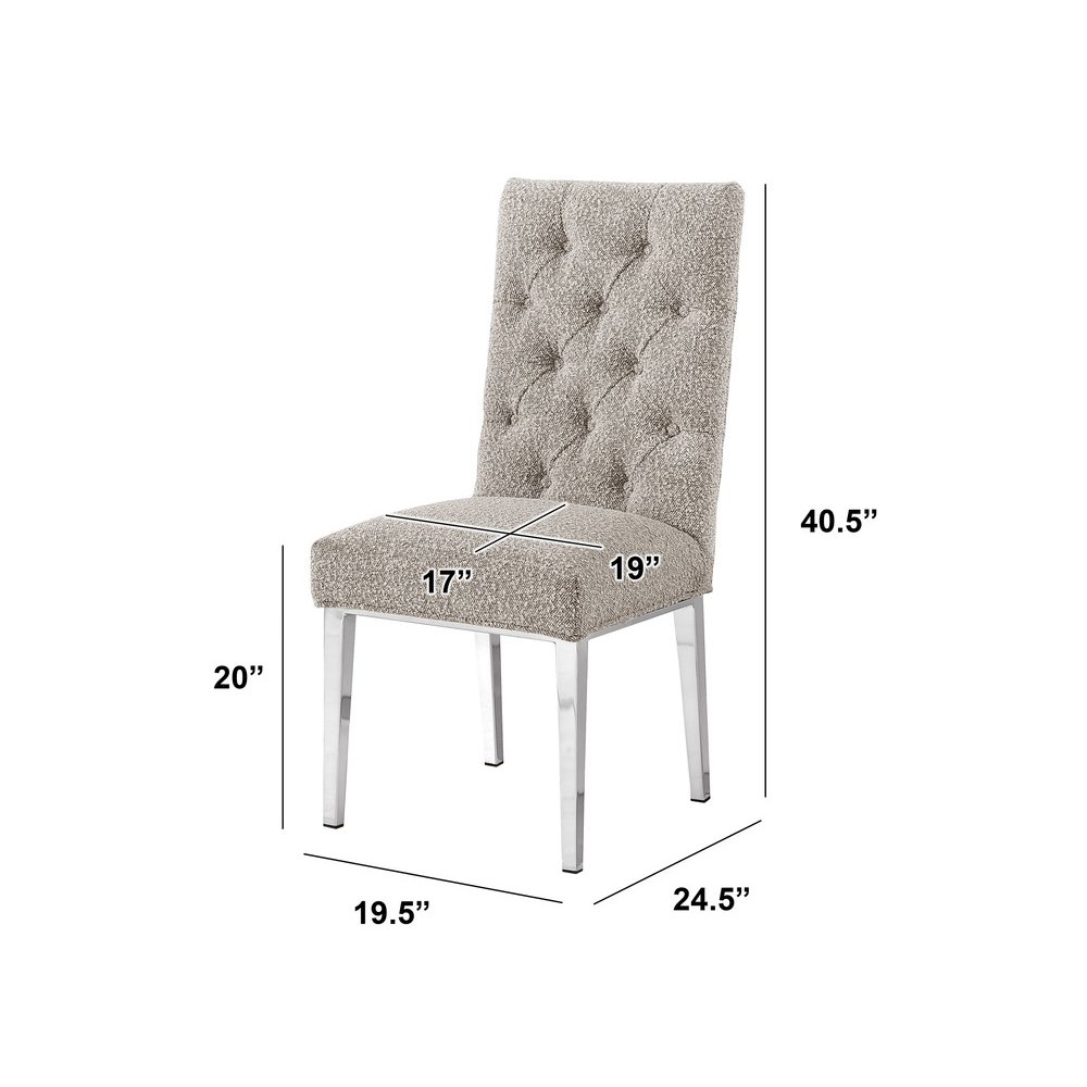 Gray Boucle Fabric With Silver Chrome Base Dining Chairs (Set Of 2). Picture 3