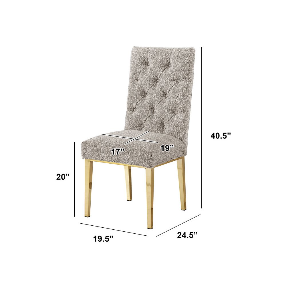 Gray Boucle Fabric With Gold Chrome Base Dining Chairs (Set Of 2). Picture 3