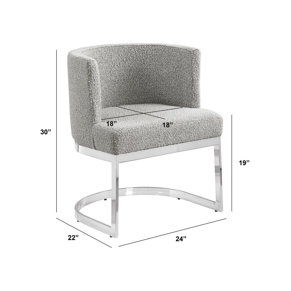 Rich Gray With Silver Chrome Base Barrel Chair (Single Chair). Picture 3